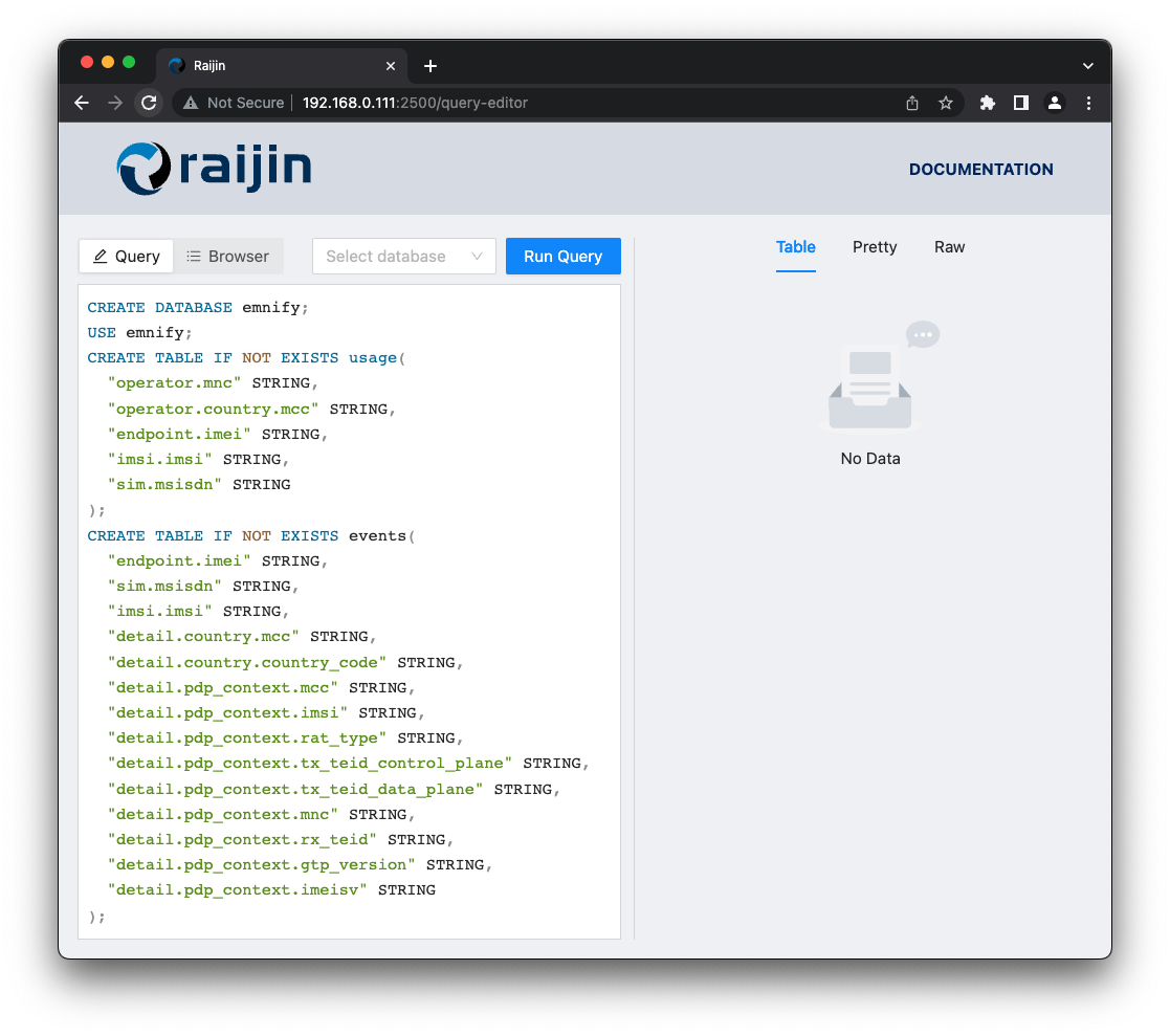 Set up the new database and tables